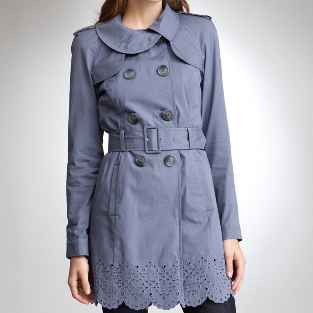 Bebe Eyelet Belted Trench Coat Large NWT